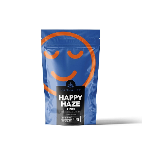 HAPPY HAZE TRIM 10g Ελληνικοί βιολογικοί ανθοί CBD τριμμένοι